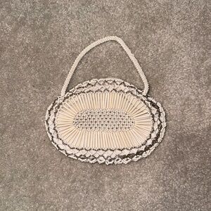 Vintage 1800s beaded mini wristlet purse